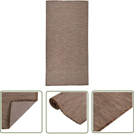 FIMEI Tapis à tissage plat d'extérieur 100x200 cm Marron (1/5)