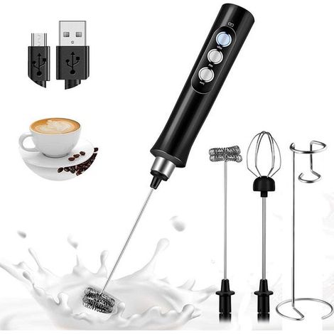 Handmilchaufschäumer, elektrischer Milchaufschäumer, USB-wiederaufladbarer Milchaufschäumer mit Ständer (1/3)