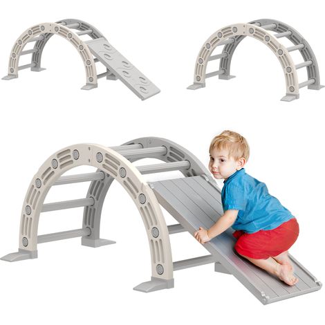 Toboggan enfant, blanc, 164 x 70 x 57 cm, zone d’escalade, pour enfant, glisse ludique, jeu intérieur extérieur