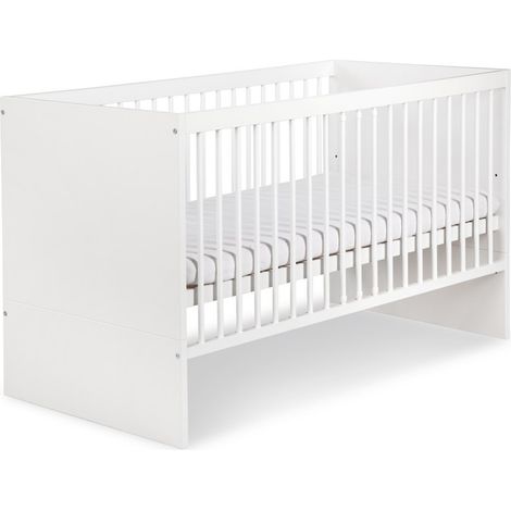 Monmobilierdesign – Lit évolutif bébé 120x60 cm – Barreaux amovibles – Sommier réglable en hauteur – Bois de pin et MDF – Fabriqué en Union Européenne