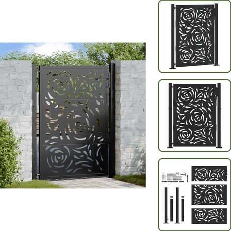 The Living Store Gartentor Schwarz 100x125 cm Stahl Flammendesign - Metalltor (1/5)
