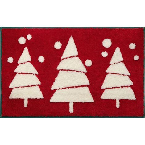 Dekorative rote Badematte für das weihnachtliche Badezimmer, niedlich, rutschfest und fröhlich, flauschig, saugfähig und waschbar, 40 x 60 cm (1/5)