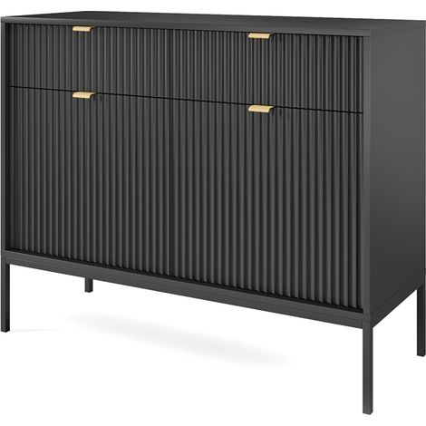 Kommode 104cm breit, schwarz, Fußgestell schwarz NEWCASTLE-160 (1/5)