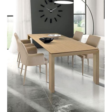 Tavolo Design Moderno in Legno Rovere Chiaro Dimensione Tavoli: 160 x 90 + 2 allunghe 40 cm