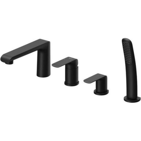 Ravak Flat - Badewannenarmatur für Wannenrand, 4-Loch-Armatur, schwarz matt X070176 (1/3)