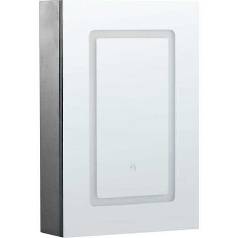 Armoire de Toilette Murale Moderne Minimaliste 40 x 60 cm LED avec Rangement Noire Condor