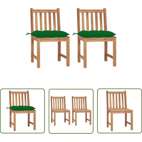 The Living Store Gartenstühle 2 Stk. mit Kissen Massivholz Teak - Gartenstühle - Teakholzmöbel - Gartenmöbel - Esszimmerstühle - Balkonmöbel (1/5)
