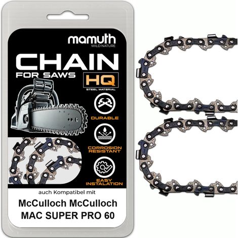 2x Chaîne de tronçonneuse 40cm 1,3mm 3/8" 60TG pour McCulloch McCulloch MAC SUPER PRO 60 (1/4)