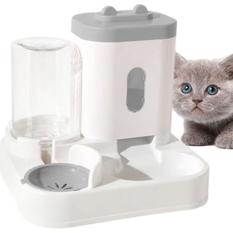 Distributeur Croquettes Chat Automatique 2 Bols Distributeur Croquettes Chat, Chien Gamelle À Nourriture Et À Eau (1/5)