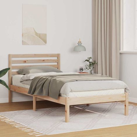 Estructura de cama Marrón 75 x 190 cm Madera maciza de pino
