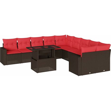 Maison Exclusive - Set Divani da Giardino 11 pz con Cuscini Marrone in Polyrattan (1/5)