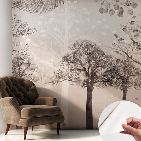 Tapete Selbstklebend - abwaschbar - Tapete mit Motiv - trendige Wanddeko - elegant Fototapete Zarte Bäume 250x250 cm (1/5)