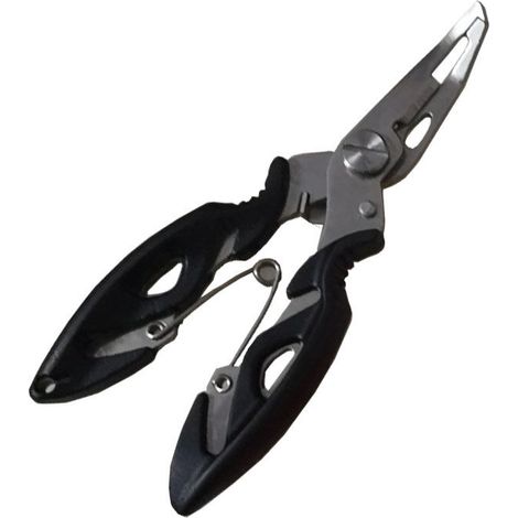 Fishing pliers, scissors, braided line cutter, hook remover, fishing tools, multi-functional fish shears, 1 piece (black) (1/5)