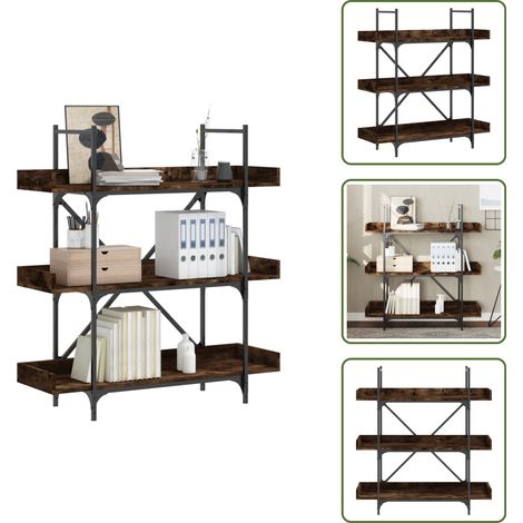 Bücherregal 3 Böden Räuchereiche 100x33x108,5 cm Holzwerkstoff - Bucherregal - Regal - Holzmöbel - Wohnraumgestaltung - Industrielles Design (1/5)