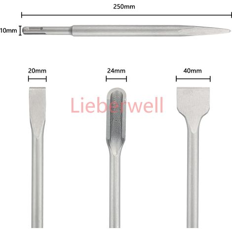 Jeu de ciseaux de 250mm, tige SDS Plus, marteau électrique, foret, rainure plate, outils de maçonnerie pour mur de briques en béton, roche (1/4)