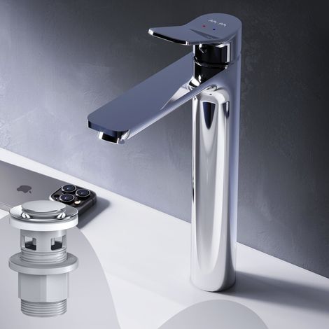 AM.PM Haut Mitiguer Lavabo avec bonde clic clac pour lavabo Robinet Salle Bain Chrome Robinet de Lavabo pour Salle de Bain Mélangeur Lavabo en Laiton (1/5)