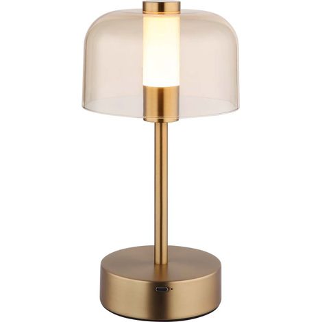 Tischleuchte Beistelllampe Leselampe Metall goldfarben LED Touchdimmer H 25 cm