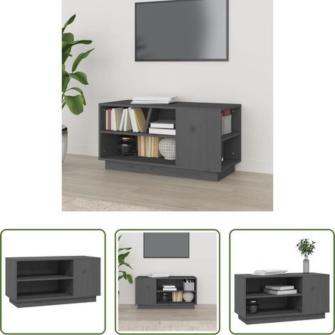 Fernsehschrank Holz - TV-Schrank Grau 80x35x40,5 cm Massivholz Kiefer (1/5)