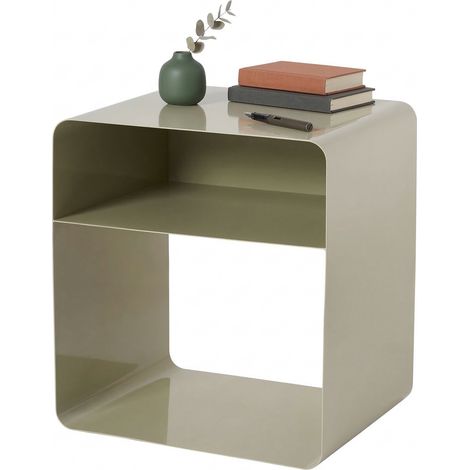 Tavolino da Salotto Cannobio, Effetto Lucido, 2 Vani, Forma Rettangolare, 45x50x56h cm Beige