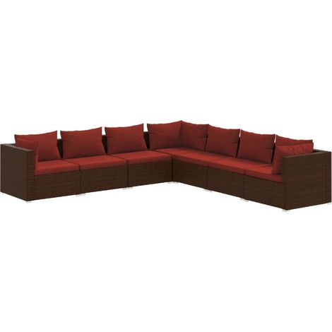 Maison Exclusive - 7-tlg. Garten-Lounge-Set mit Kissen Poly Ratta (1/5)