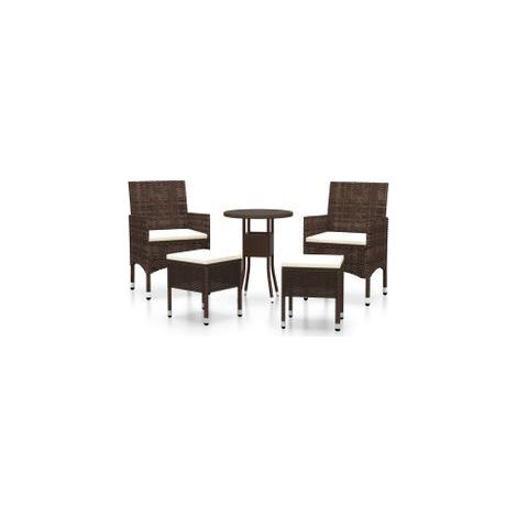 Salon de jardin 5 pcs Résine tressée Marron (1/5)