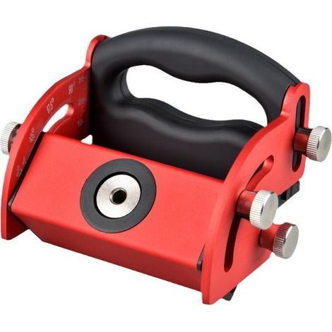 Schrank-Hardware-Vorrichtung, Bohrführung, Holzbearbeitungs-Lochsucher, 0–90° verstellbare Aluminiumlegierung, transparente Skala, Vorrichtung (rot)