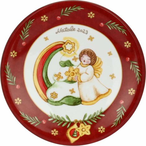 THUN - Piattino dessert Limited Edition 2023 in Porcellana, Linea Desideri di Natale, Ø 20 cm (1/2)