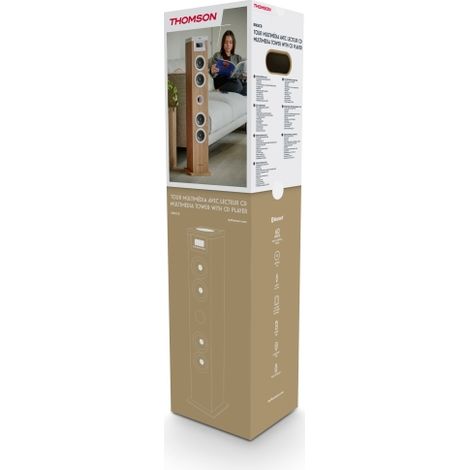 Torre de sonido Thomson con CD y Potencia Musical 60W
Disfruta de una experiencia auditiva excepcional con nuestra moderna torre de sonido Thomson DS1