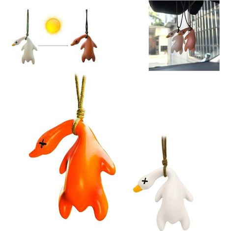Colgante para coche con forma de pato asado que cambia de color con luz ultravioleta,bonito colgador para recordar la temperatura