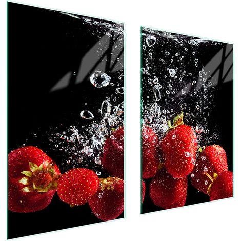 GLASSCHUTZPLATTE FÜR KÜCHE 65x52 ERDBEEREN (1/5)