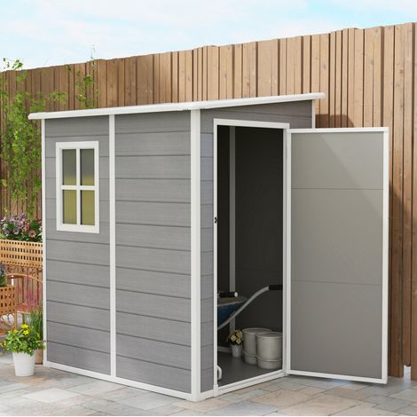 Gerätehaus 122 x 149 x 192 cm aus grauem Aluminium mit Fenster, abschließbar – MEUBLIV (1/5)