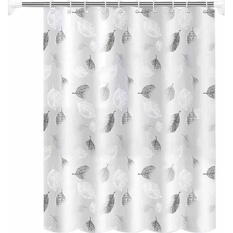 Rideau de -DOUche de salle de bain épais, imperméable et anti-moisissure, 180 x 220 cm, lavable, motif feuilles fraîches, livré avec crochets.-DOU