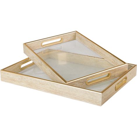 Set mit 2 Tabletts aus PU-Kristall, 40 x 30 x 5, 35 x 25 x 5 cm (1/5)