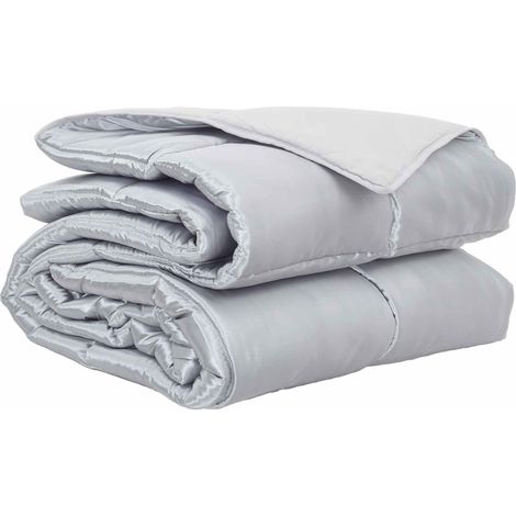 Ganzjahresbettdecke Silber 200 x 240 cm Satin und Mikrofaser vidaXL