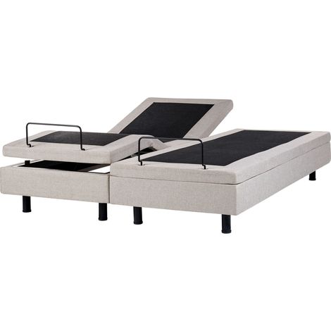 Verstellbares Bett ohne Kopfteil Stoff DUKE 180 x 200 cm Beige (1/5)