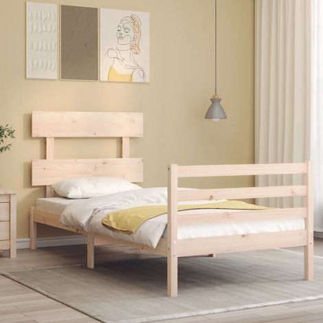 Bed Frame without Mattress Small Single Solid Wood vidaXL (1/5)