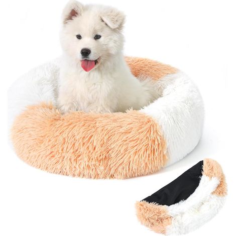 Panier Chat Rond Dehoussable et Lavable 50 cm orange