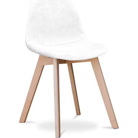 Sedia da pranzo imbottita in tessuto - Stile scandinavo - Denisse Bianco