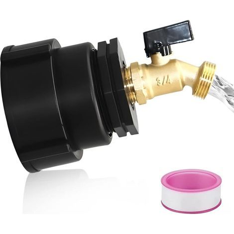 YMYNY IBC-Tankadapter, 1000-Liter-IBC-Tankhahnadapter, 3/4-Zoll-Ventil, Messing-Hahnschlauchverbinder, Fassanschlussadapter für Regenwassernutzungsanlagen, Auslassanschluss R (1/5)
