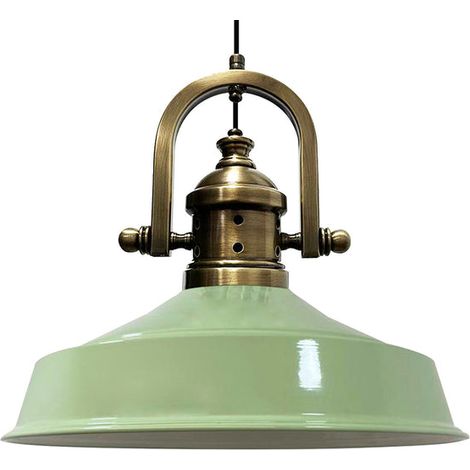 Suspension Industrielle en Métal Menthe Peint à la Main – Lustre Vintage E27 Ø41 cm pour Salon, Chambre ou Salle à Manger (1/5)