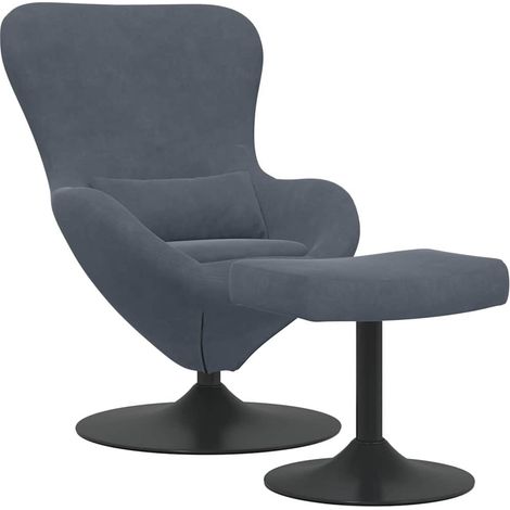 Maison Exclusive - Chaise Œuf avec Pouf Gris foncé Velours