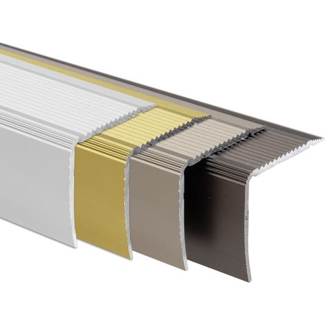 Karat – Profilé nez de marche autocollant en aluminium – Forme L 30 x 20 mm – Longueur 90 cm – Couleur or – Installation facile sans matériel (1/5)