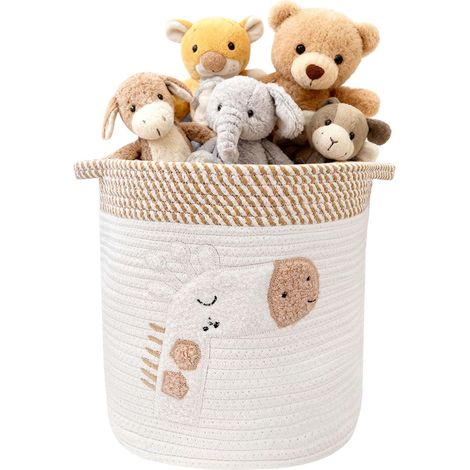 Panier de Rangement Corde 30cm Organisateur de Jouet Enfant Panier à Linge Pliable Paniers à Couches pour Bébé Corbeille a Linge Laundry Basket pour Salon,Salle de Bain,Chambre d'enfant (1/5)