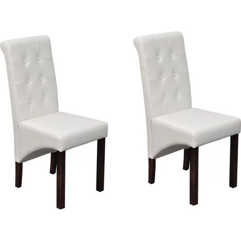 Conjunto de 2 sillas de comedor/cocina con respaldo acolchado en material sintético blanco CDS020205