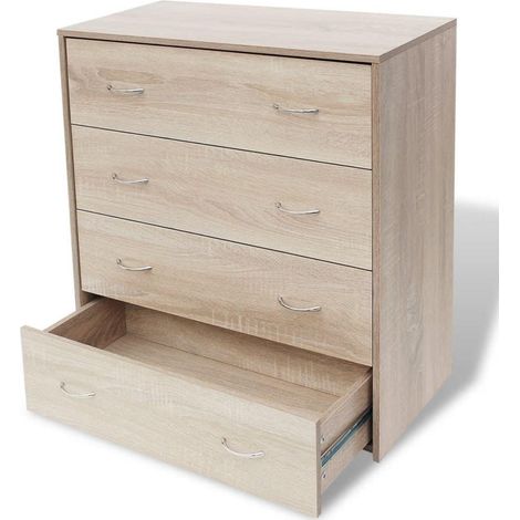 Aparador mueble consola mueble de almacenaje con 4 cajones 71 cm color roble marrón 4402121