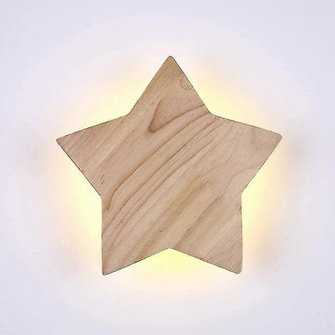 Applique murale LED en bois, étoile, moderne, créative, lampe murale dessin animé, veilleuse, lampe de chevet compatible avec bébé, enfant, chambre, salon (1/5)