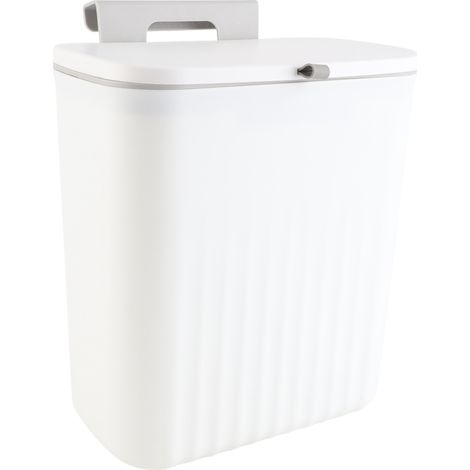 Poubelle murale de grande capacité, petite poubelle suspendue avec couvercle pour salle de bains et cuisine (1/5)