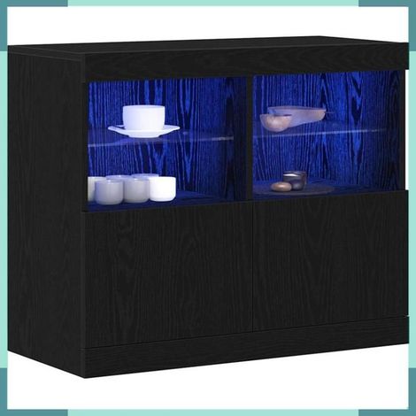 863032 Buffet LED Noir 81 x 37 x 66,5 cm Bois d'ingénierie (1/5)