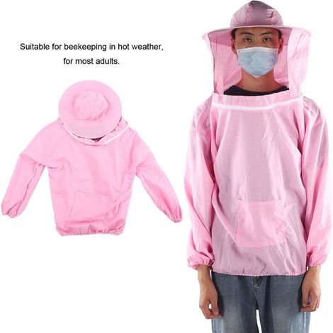 [JAMAIS UTILISÉ]Imkerschutzkleidung mit atmungsaktivem Schleier [Polyestermodell] [Erhältlich in Rosa, Blau oder Weiß] [Größenverstellbar] [Neu]