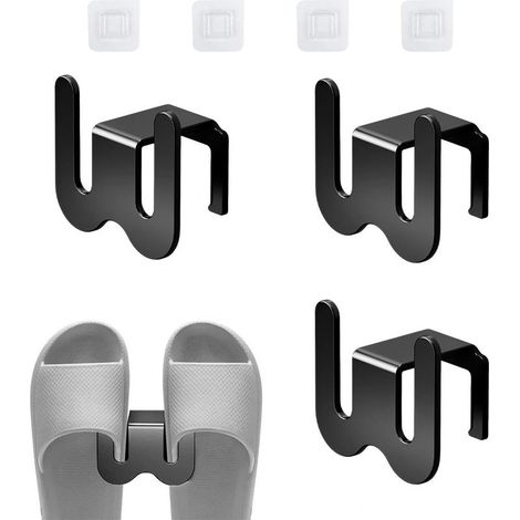 4 Pièces Porte Chaussures Mural, Espace Noir Aluminium Support Chaussures Mural, Capacité de Charge 5 kg Porte-Pantoufles, pour Salle de Bain, Cuisine, Camping-Car (1/5)